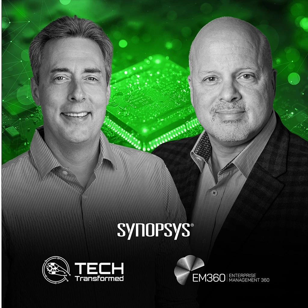AI-powered chip design workflow visual showing semiconductor engineers using advanced EDA tools from silicon to system-level integration.