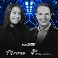 Trisha Pillay, host of the Security Strategist podcast, in conversation with Bernd Gross, CEO of Cumulocity, discussing IoT, AIoT, and enterprise security challenges.