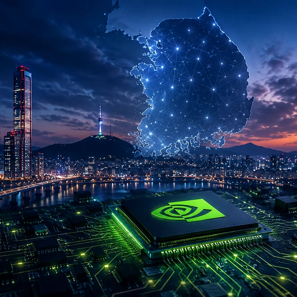 Futuristic cityscape with digital connections