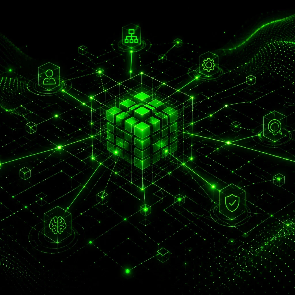 EM360Tech title graphic for an article about AI use case management and enterprise AI value, featuring a glowing green network of connected data nodes, AI systems, user icons, analytics symbols, and interconnected digital infrastructure on a black background. Visible text reads: “AI Use Case Management and Enterprise AI Value” and “We explain why AI use case management is becoming a critical discipline for governance, value creation, and long-term scalability.”