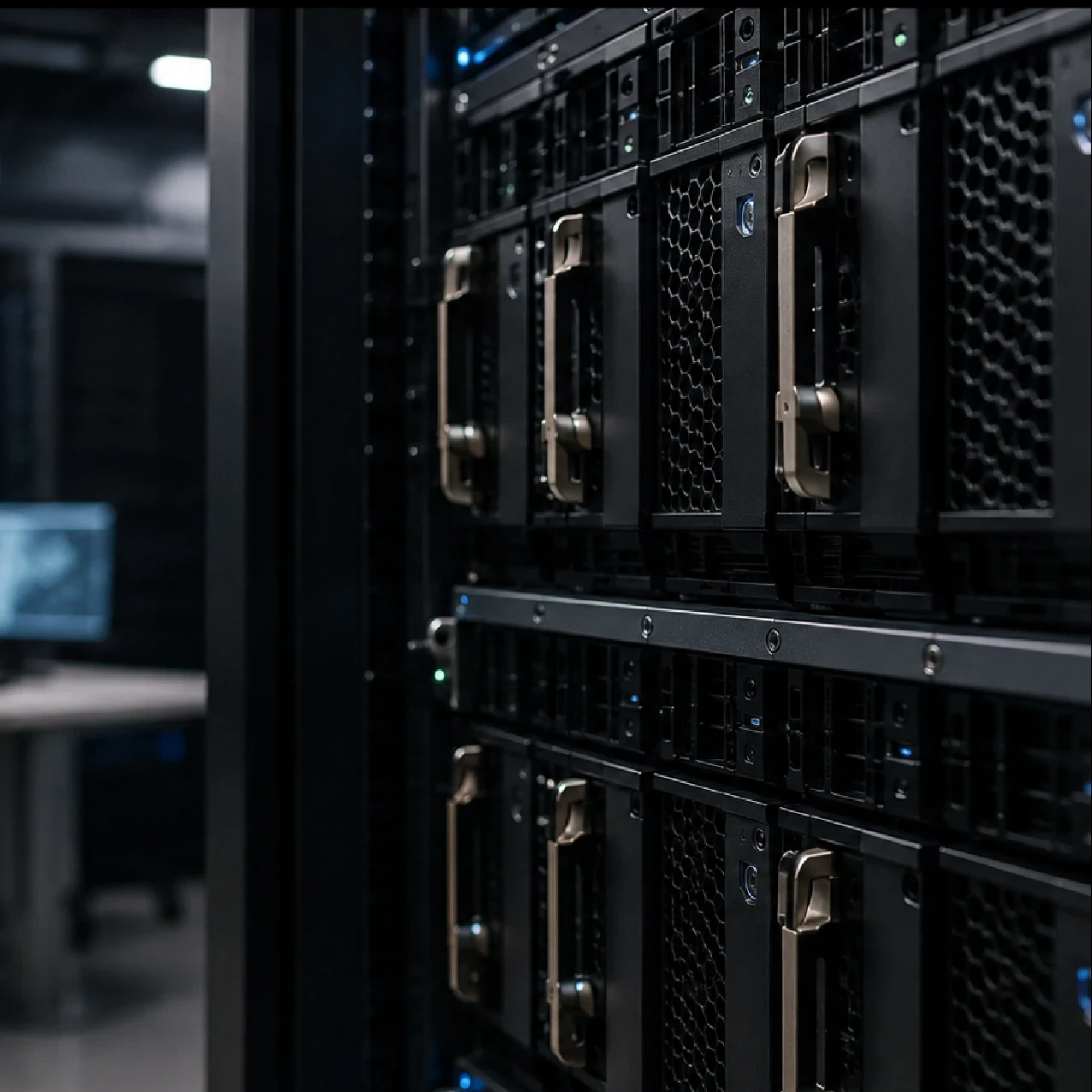 EM360Tech news graphic showing rows of black server hardware in a dark data centre, with a blurred technician working at a computer in the background. Text reads: “Nvidia Reportedly Makes $12.9 Billion Move for Hugging Face.” 