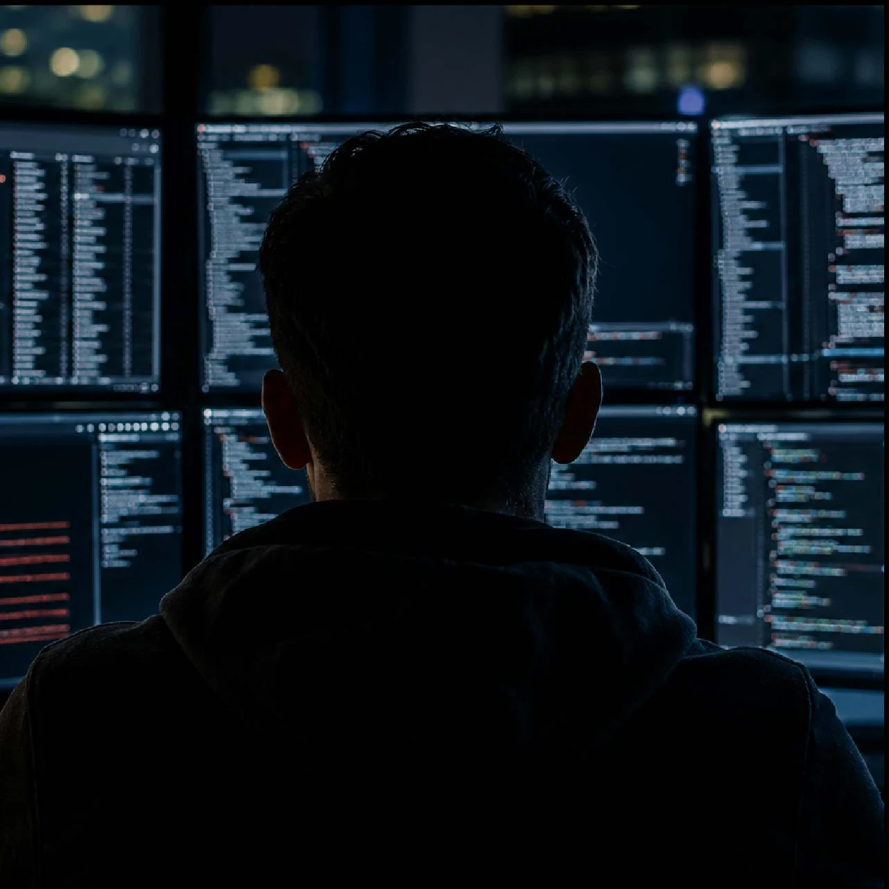 EM360Tech header graphic showing a person from behind at a workstation, facing six computer monitors filled with code, system data and a world map. Overlaid text reads: “OpenAI’s Astra Becomes Its First ‘Critical’ Cybersecurity Model.”