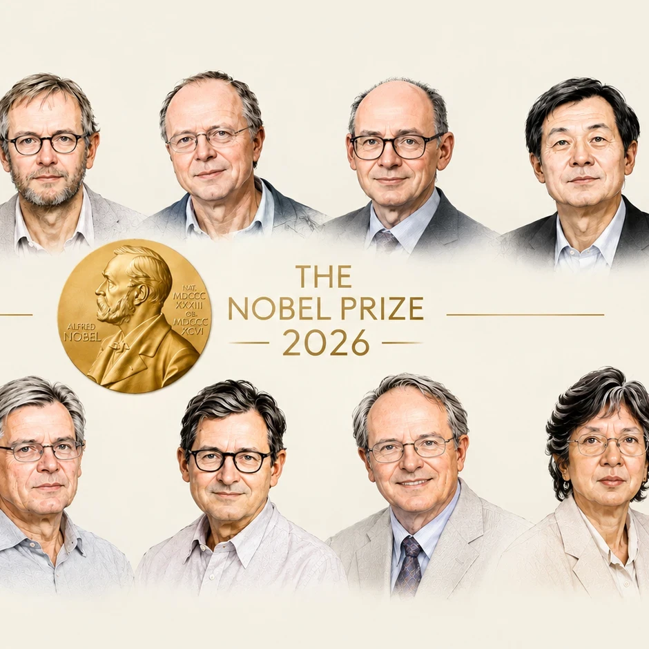 Collage of the 2026 Nobel Prize Winners