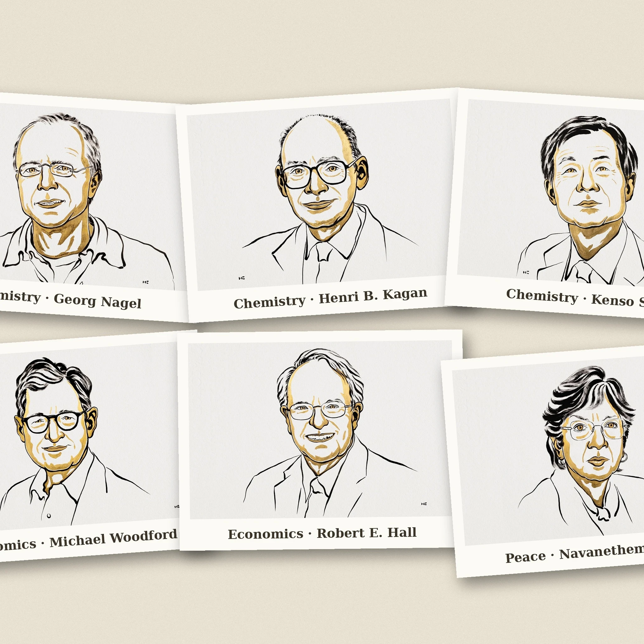 A collage of the 2026 Nobel Prize winners.