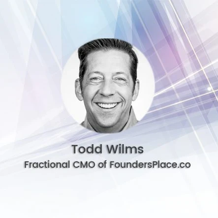 Circle image with the face of Todd Wilms, Fractioal CMO of FoundersPlace.co, in black and white.