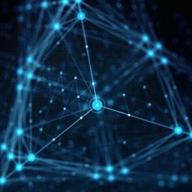 Neon colours showing a blockchain