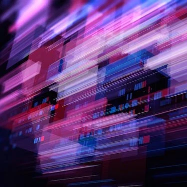 Blockchain sketch in purple, pink and blue shades