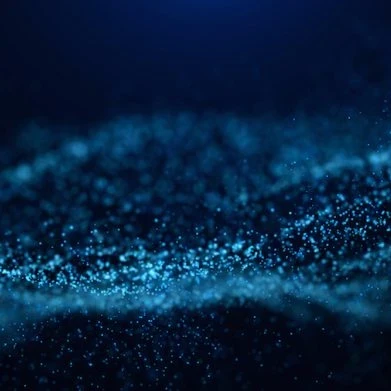 Data in a wave graph in neon blue