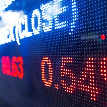 Plummeting stock markets with numbers in red