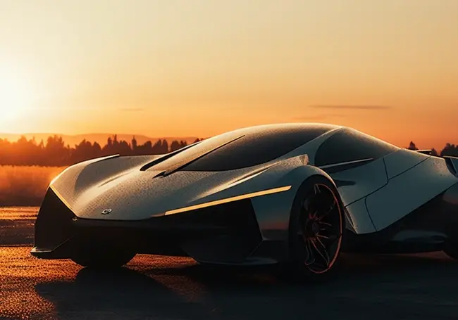 a spectacular car at sunset