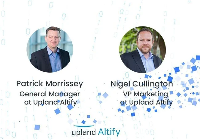Profile pictures of Patrick Morrissey and Nigel Cullington with the Upland Altify logo underneath.