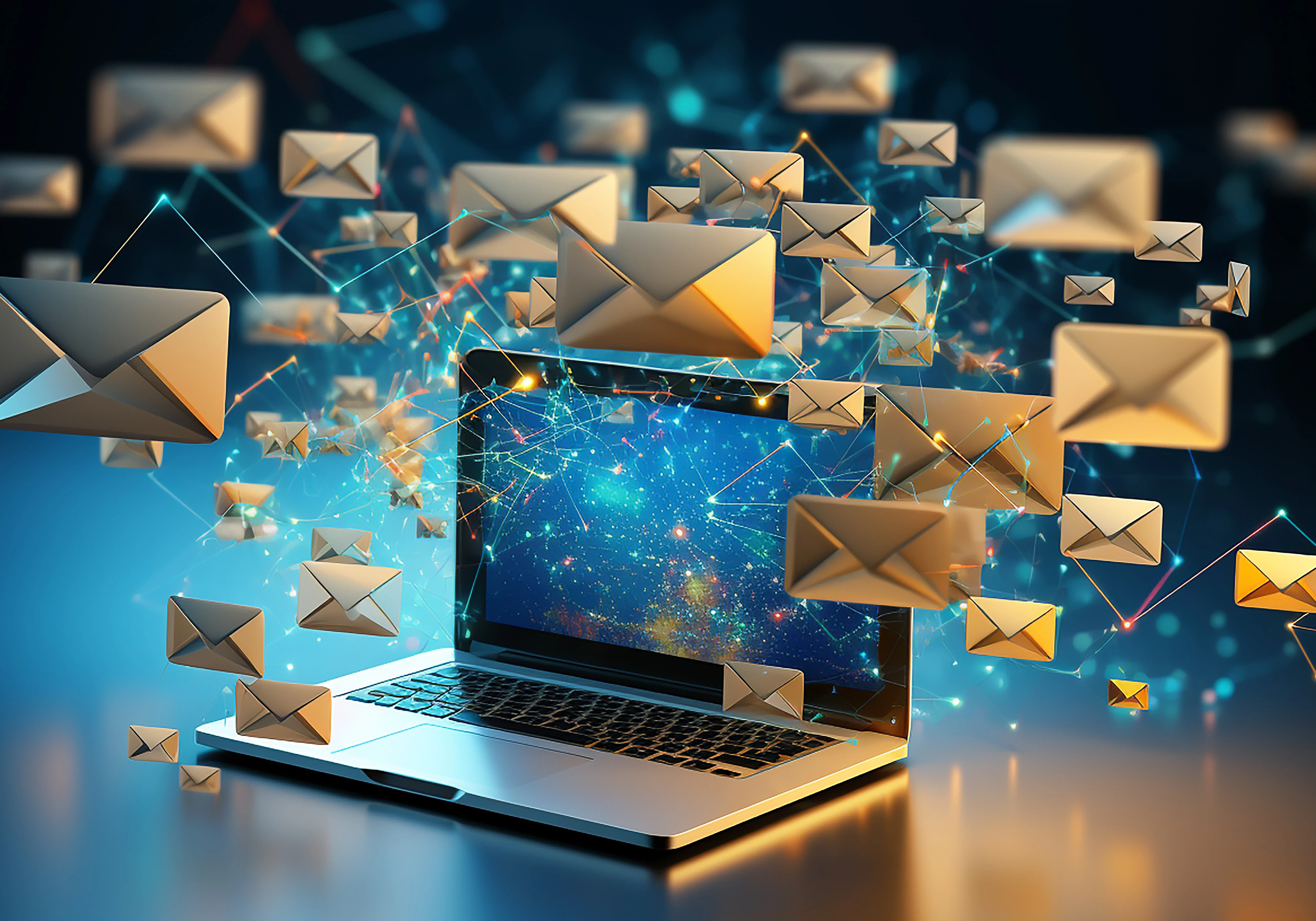 laptop with lots of emails