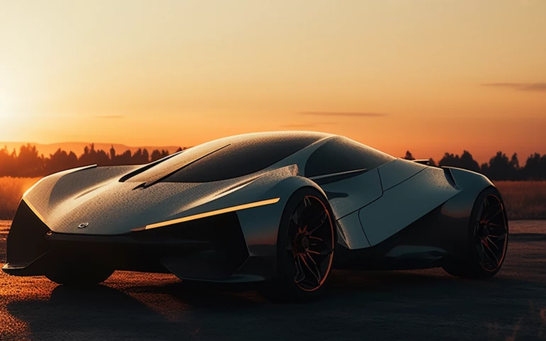 a spectacular car at sunset