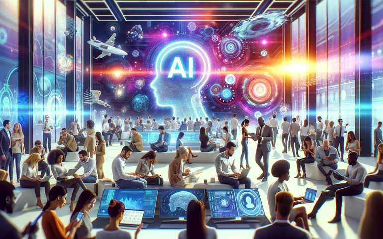 business people using a variety of AI tools