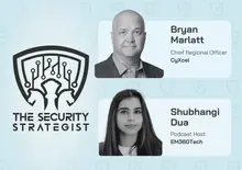 cybersecurity and geopolitics podcast with cyxcel cro, bryan marlatt and em360tech podcast host, shubhangi dua